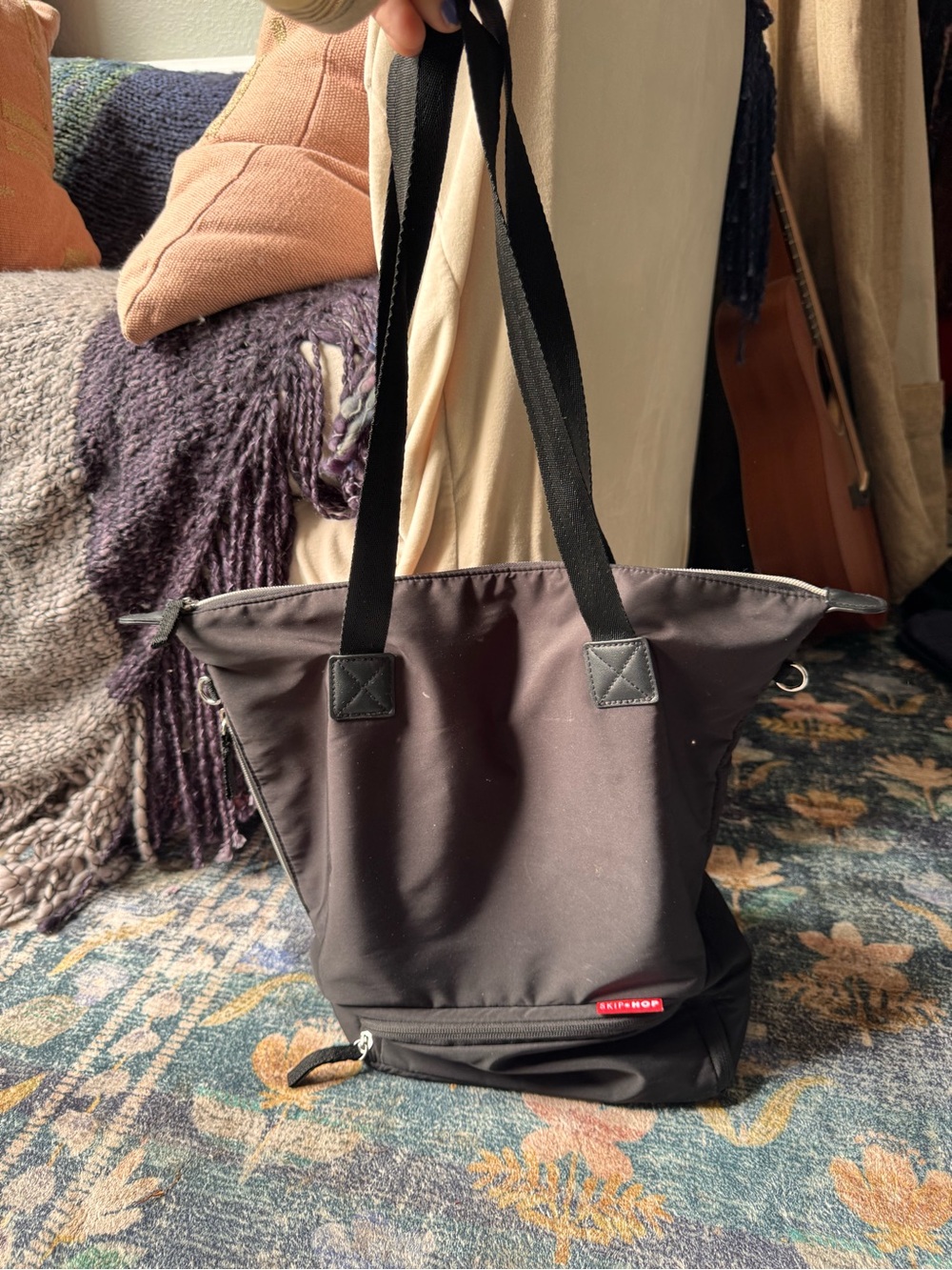 Skiphop Black Everyday Pump Tote Bag with Dual Shoulder Straps
